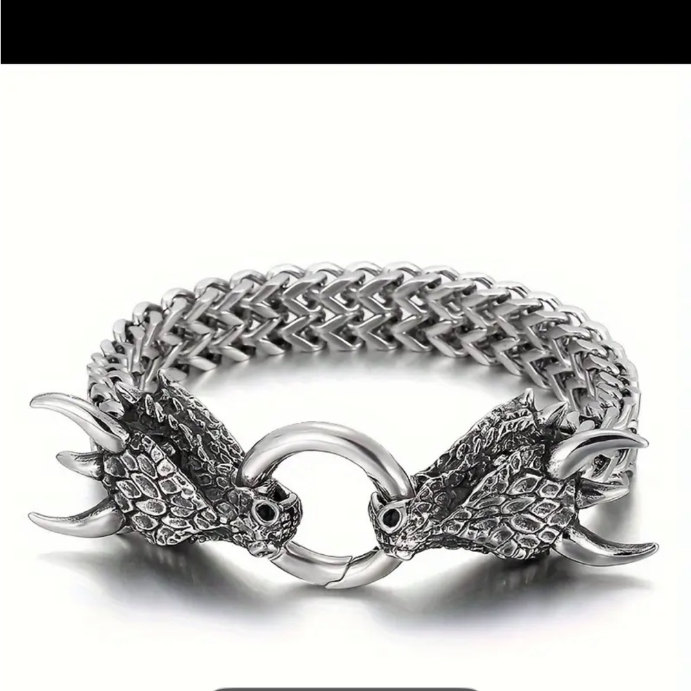 Silver Dragon Head Bracelet